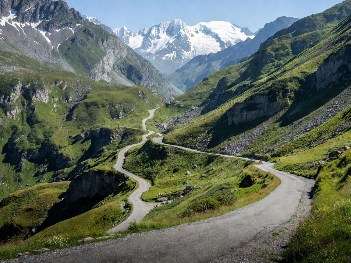Majestic Alpine mountain pass route for adventure travel